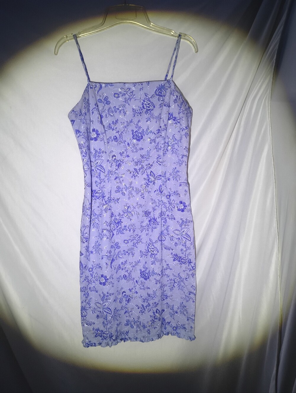 Vintage ALYN PAIGE Purple Floral Slip Dress Square Neck Strappy Sleeveless 5/6